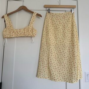 Princess Polly Yellow Floral Midi Skirt with Matching Top
